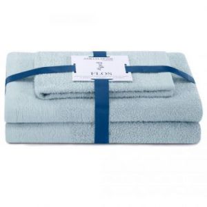 AmeliaHome Komplet ręczników bawełnianych FLOS 30x50 + 50x90 + 70x130 błękitny