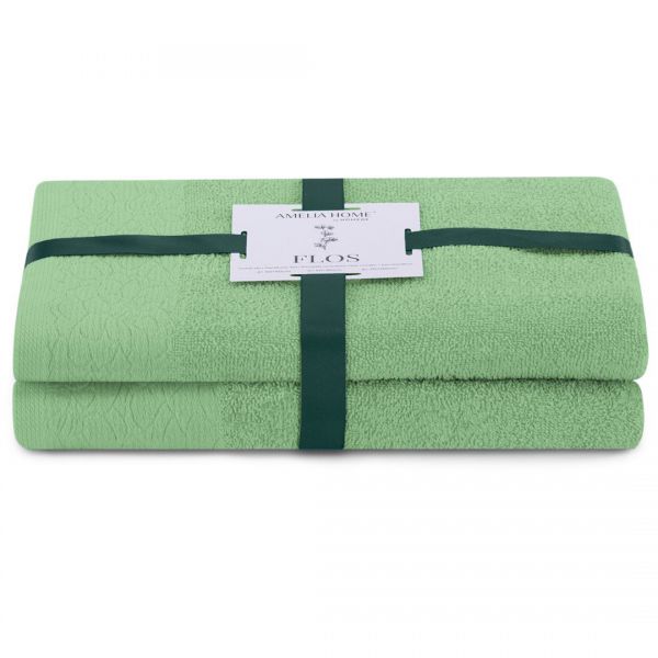 AmeliaHome Komplet ręczników bawełnianych FLOS 50x90 + 70x130 zielony