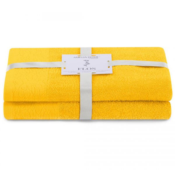 AmeliaHome Komplet ręczników bawełnianych FLOS 50x90 + 70x130 żółty