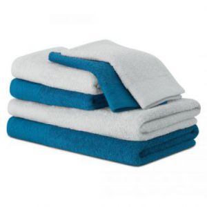 AmeliaHome Komplet ręczników bawełnianych FLOS  2*30x50 + 2*50x90 + 2*70x130 niebieski + szary
