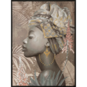 Obraz ręcznie malowany ciemna kobieta profil 60X80 brązowy