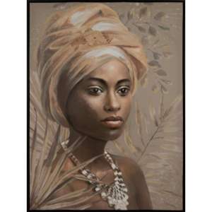 Obraz ręcznie malowany portret afrykańskiej kobiety 60X80 brązowy