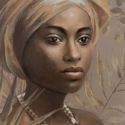Obraz ręcznie malowany portret afrykańskiej kobiety 60X80 brązowy