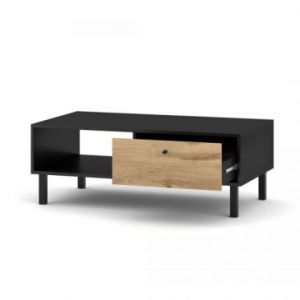 Hakano Stół w stylu loft OLEA 110x60x40 czarny+jasny brąz
