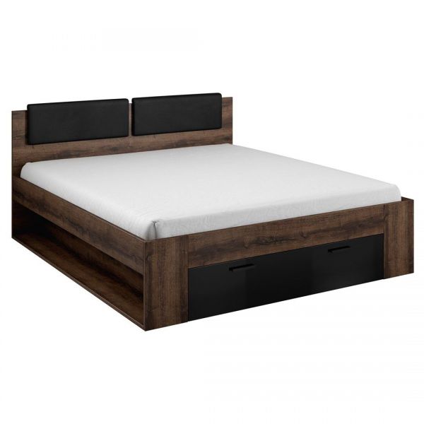 Hakano Klasyczne łóżko drewniane ORATORIO 186x205 kolor ciemny