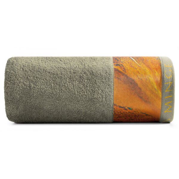 EVA MINGE Ręcznik bawełniany z bordiurą STELLA 50X90 oliwkowy