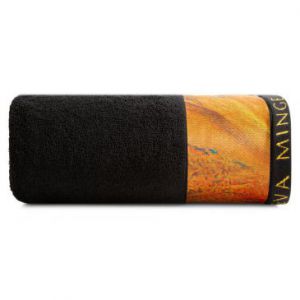 EVA MINGE Ręcznik bawełniany z bordiurą STELLA 50X90 czarny