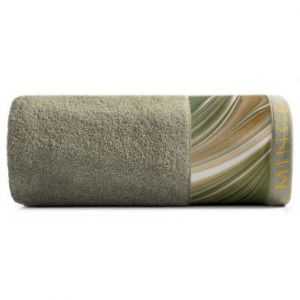EVA MINGE Ręcznik bawełniany z bordiurą SOPHIA 50X90 oliwkowy