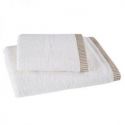 Komplet ręczników bawełnianych z roślinnym wzorem KOS 50x90 + 70x140 kremowy