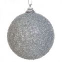 Bombka świąteczna plastikowa choinkowa z cekinkami i brokatem 8cm srebrna x4