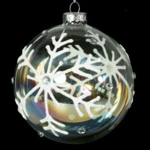 Bombka świąteczna szklana choinkowa BSZ118B 10cm biała + srebrna x4