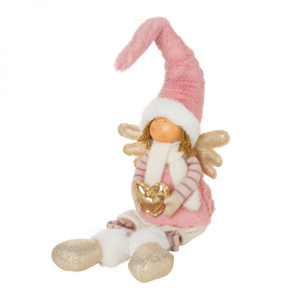 Figurka świąteczna dekoracyjna DOLL36A 18X12X83cm biała + różowa