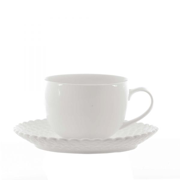 La Porcellana Bianca Zestaw 6 filiżanek Momenti  do herbaty ze spodkiem 200 ml biały