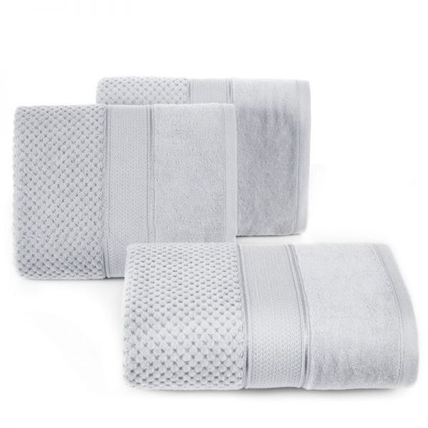 Ręcznik bawełniany frotte z bordiurą JESSI0 30X50 srebrny