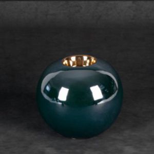 Świecznik ceramiczny kula MORA 9X9X8X2 ciemnozielony x2