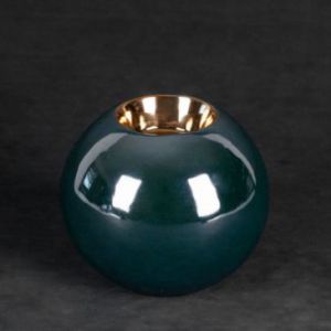 Świecznik ceramiczny kula MORA 12X12X11X2 ciemnozielony x2