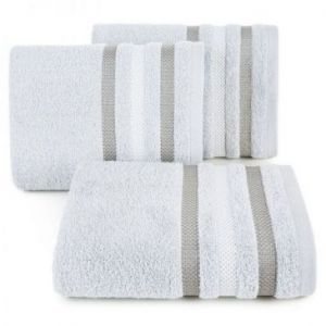 Ręcznik bawełniany frotte z bordiurą GRACJA 30X50 srebrny