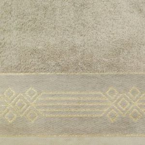 Ręcznik bawełniany z ozdorbną bordiurą KAMELA 70X140 beżowy