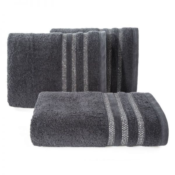Ręcznik bawełniany frotte z bordiurą JUDY05 70X140 czarny