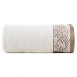 Ręcznik z żakardową bordiurą ze zwierzęcym wzorem GISEL 50X90 kremowy