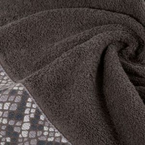 Ręcznik z żakardową bordiurą ze zwierzęcym wzorem GISEL 50X90 ciemnobrązowy