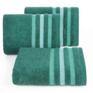 Ręcznik frotte z ozdobną bordurą GRACJA 50X90 ciemny zielony