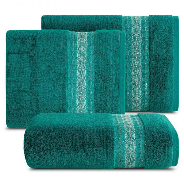 Ręcznik bawełniany z bordiurą MALIKA 70X140 turkusowy