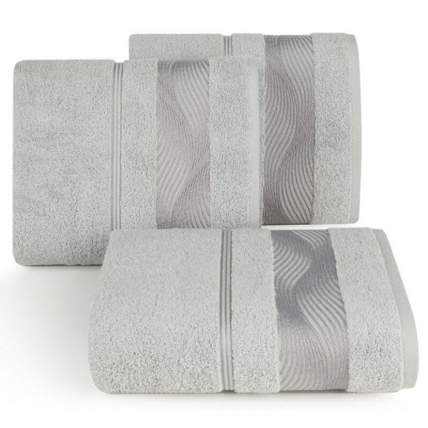 Ręcznik frotte z żakardową bordiurą SYLWIA 70X140 srebrny
