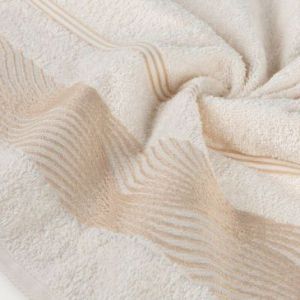 Ręcznik frotte z żakardową bordiurą SYLWIA 70X140 kremowy