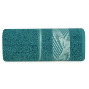 Ręcznik frotte z żakardową bordiurą SYLWIA 50X90 ciemny turkusowy