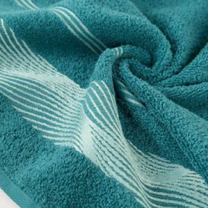Ręcznik frotte z żakardową bordiurą SYLWIA 50X90 ciemny turkusowy