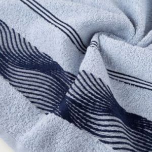 Ręcznik frotte z żakardową bordurą SYLWIA 50X90 szaro-niebieski