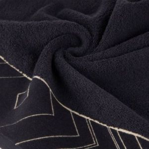 Ręcznik bawełniany z ozdobną bordiurą VICTORIA 70X140 czarny