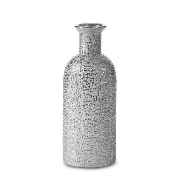Wazon ceramiczny butelka RISO 12X8X30 srebrny