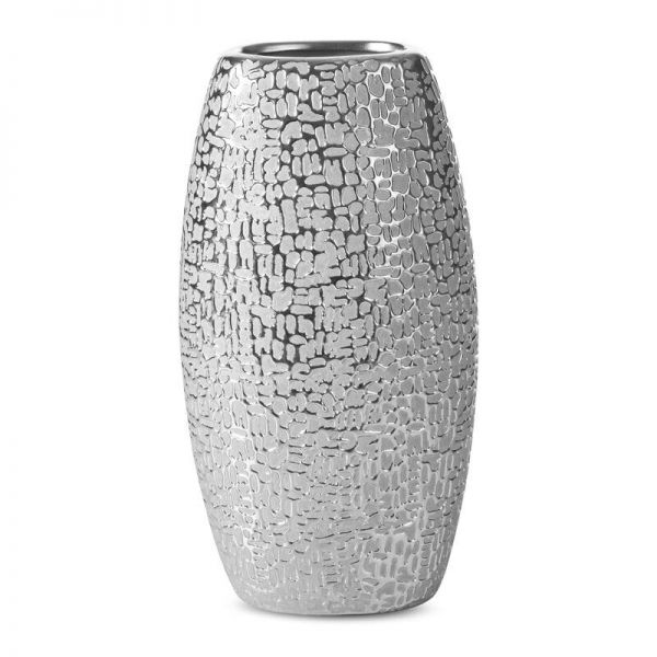 Nowoczesny wazon ceramiczny RISO 13X9X25 srebrny