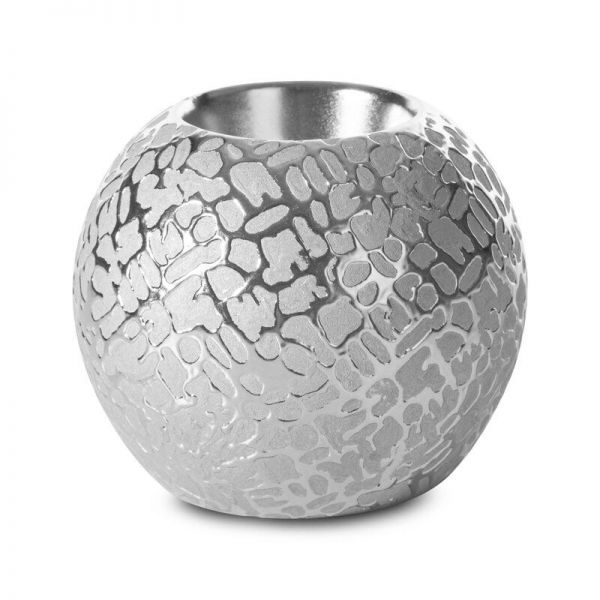 Świecznik ceramiczny okrągły RISO 9X9X8 srebrny x2