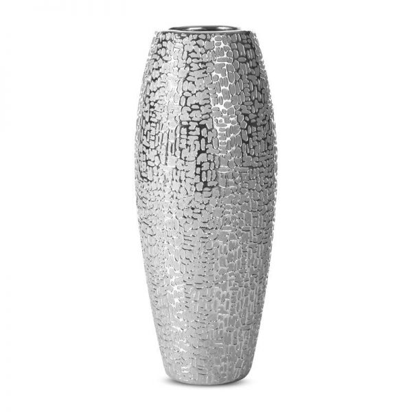 Nowoczesny wazon ceramiczny RISO 12X12X30 srebrny
