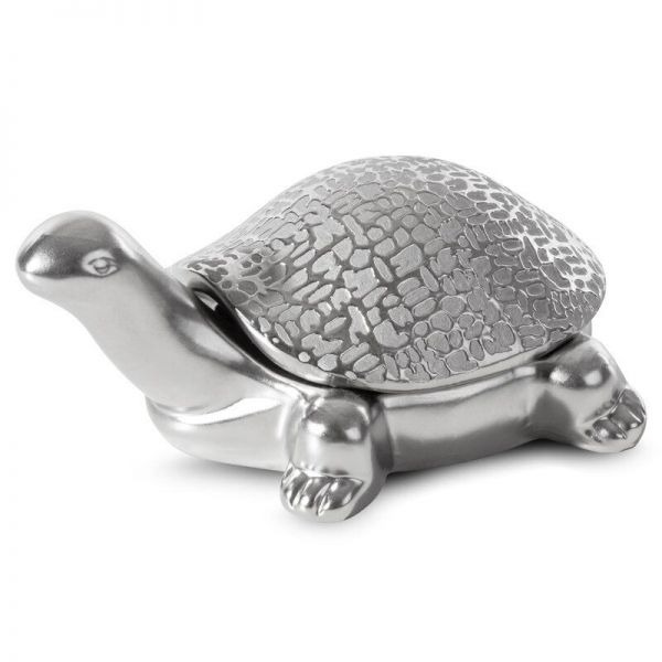 Figurka szkatułka ceramiczna żółw RISO 20X14X9 srebrna
