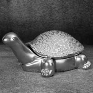 Figurka szkatułka ceramiczna żółw RISO 20X14X9 srebrna