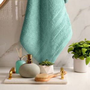 Ręcznik bawełniany z ozdobną bordiurą ELMA 30X50 brązowy