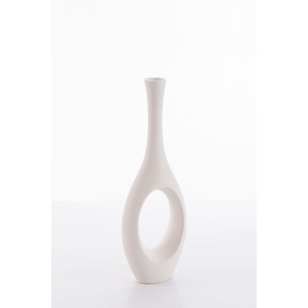 Nowoczesny wazon ceramiczny RISO 12X6X36 kremowy