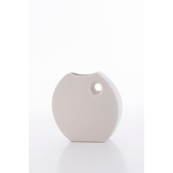 Nowoczesny wazon ceramiczny RISO 23X6X22 kremowy