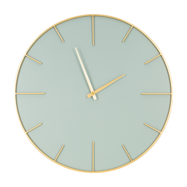 Nowoczesny zegar ścienny minimalizm 60X4X60 miętowy+złoty