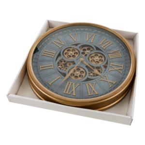 Nowoczesny zegar ścienny CLOCK 51X6X51 niebieski+złoty