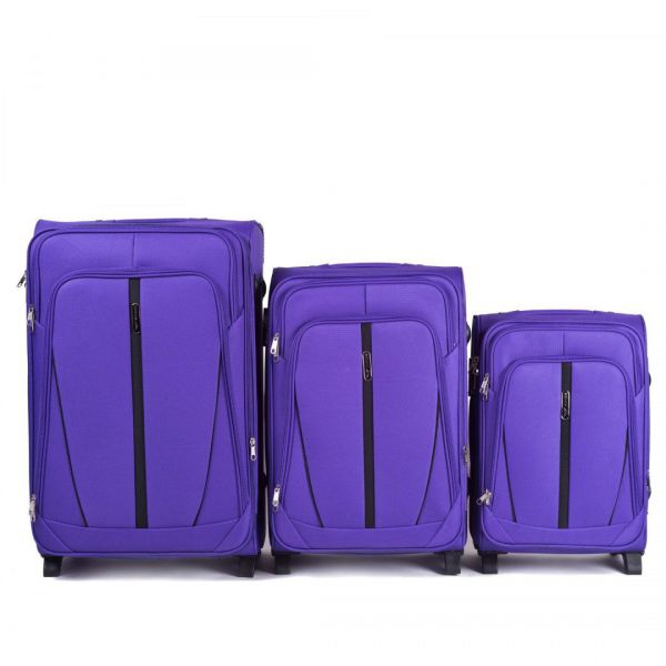 Wings Buzzard Zestaw 3 walizek na 2 kołach L,M,S fioletowe