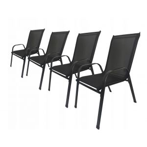Krzesło ogrodowe metalowe nowoczesne składane MINORKA czarny 55x75x91
