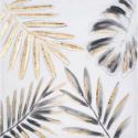 Obraz ręcznie malowany palmowe liście 50X50 popielaty+złoty