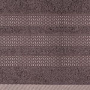 Ręcznik bawełniany z ozdobną bordiurą w pasy NASTIA 50X90 grafitowy