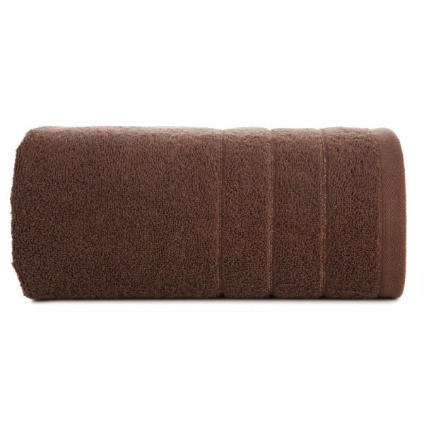 Ręcznik bawełniany DALI z bordiurą w paseczki srebrna nitka 30X50 ciemny brązowy