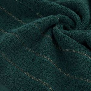 Ręcznik bawełniany DALI z bordiurą w paseczki srebrna nitka 30X50 ciemny zielony